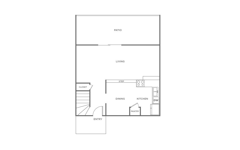 Chestnut - 1 bedroom floorplan layout with 1 bath and 890 square feet. (Floor 1)