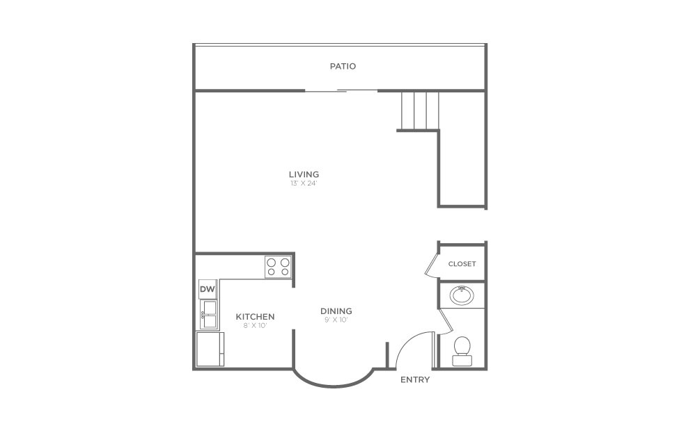 Cypress - 2 bedroom floorplan layout with 1.5 bath and 980 square feet. (Floor 1)
