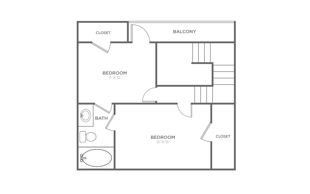 Cypress - 2 bedroom floorplan layout with 1.5 bath and 980 square feet. (Floor 2)