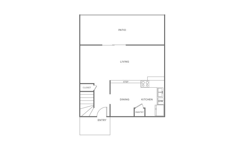 Chestnut - 1 bedroom floorplan layout with 1 bathroom and 890 square feet